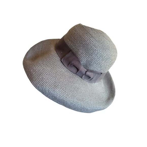 Wallaroo Womens Georgia Sun Hat Wide Brim 100% Paper Braid Black Bow Adjustable - Picture 1 of 5